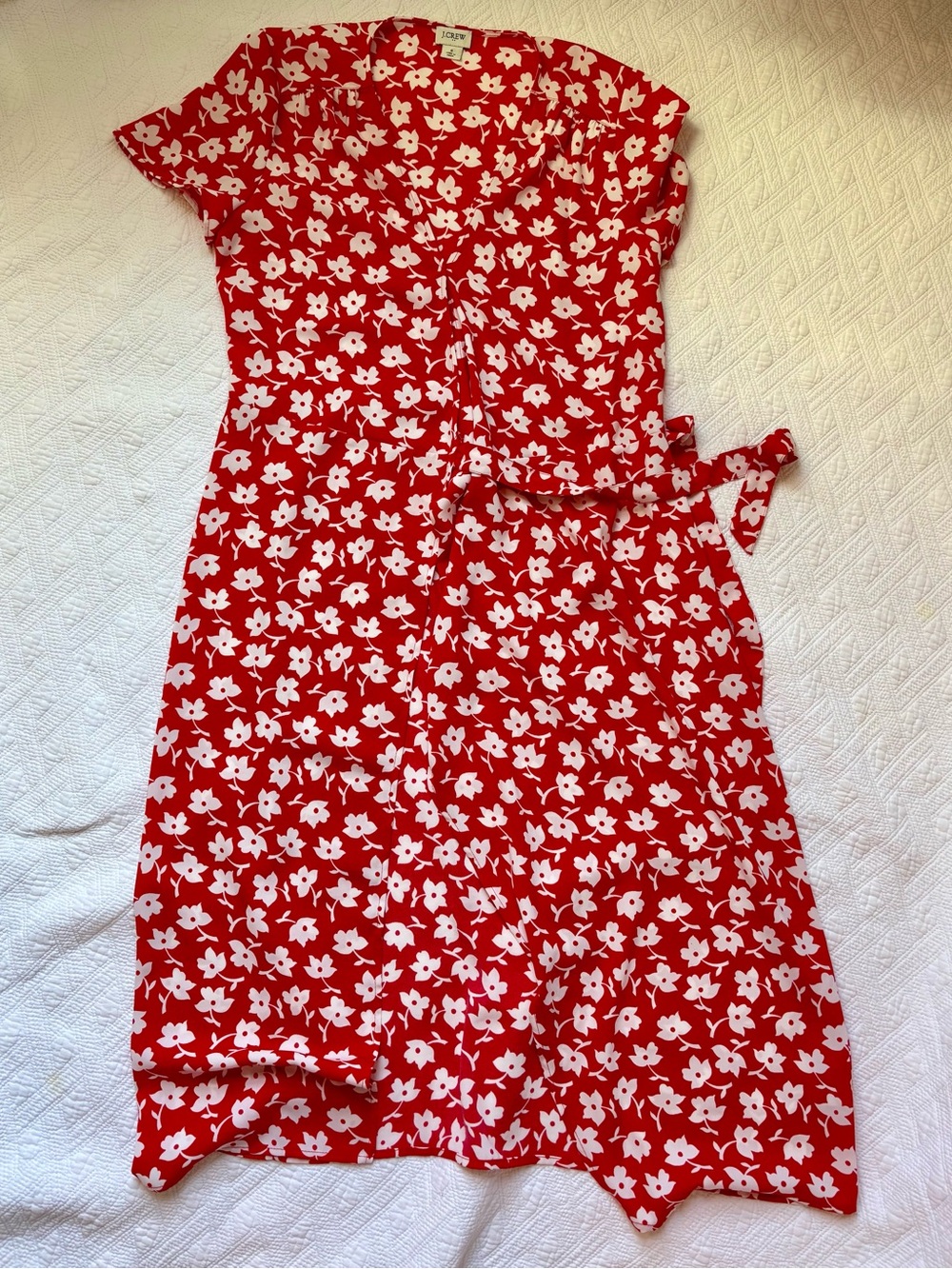 J. Crew Red Floral Midi Wrap Dress